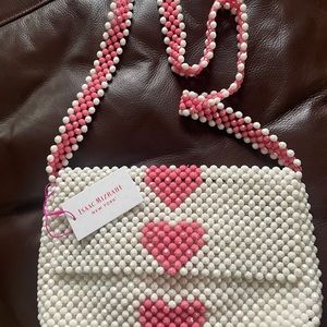 Brand new Isaac Mizrahi  ladies beaded heart shoulder strap purse.